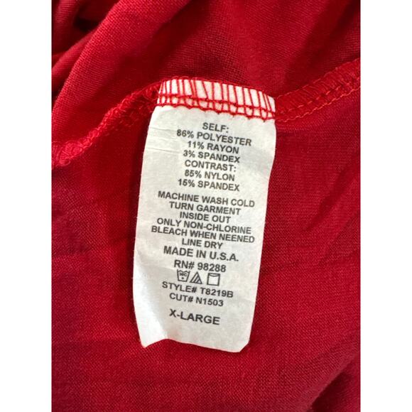 Y2K Red Floral Lace Top Blouse XL Fairy Fairycore Fairygoth Tunic Asymmetrical - Picture 6 of 6